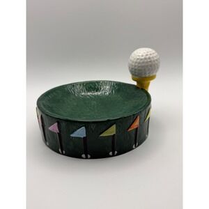 Vtg Ceramic Golf Ball on Tee Decorative Bowl Ashtray Dish Father's Day Gift